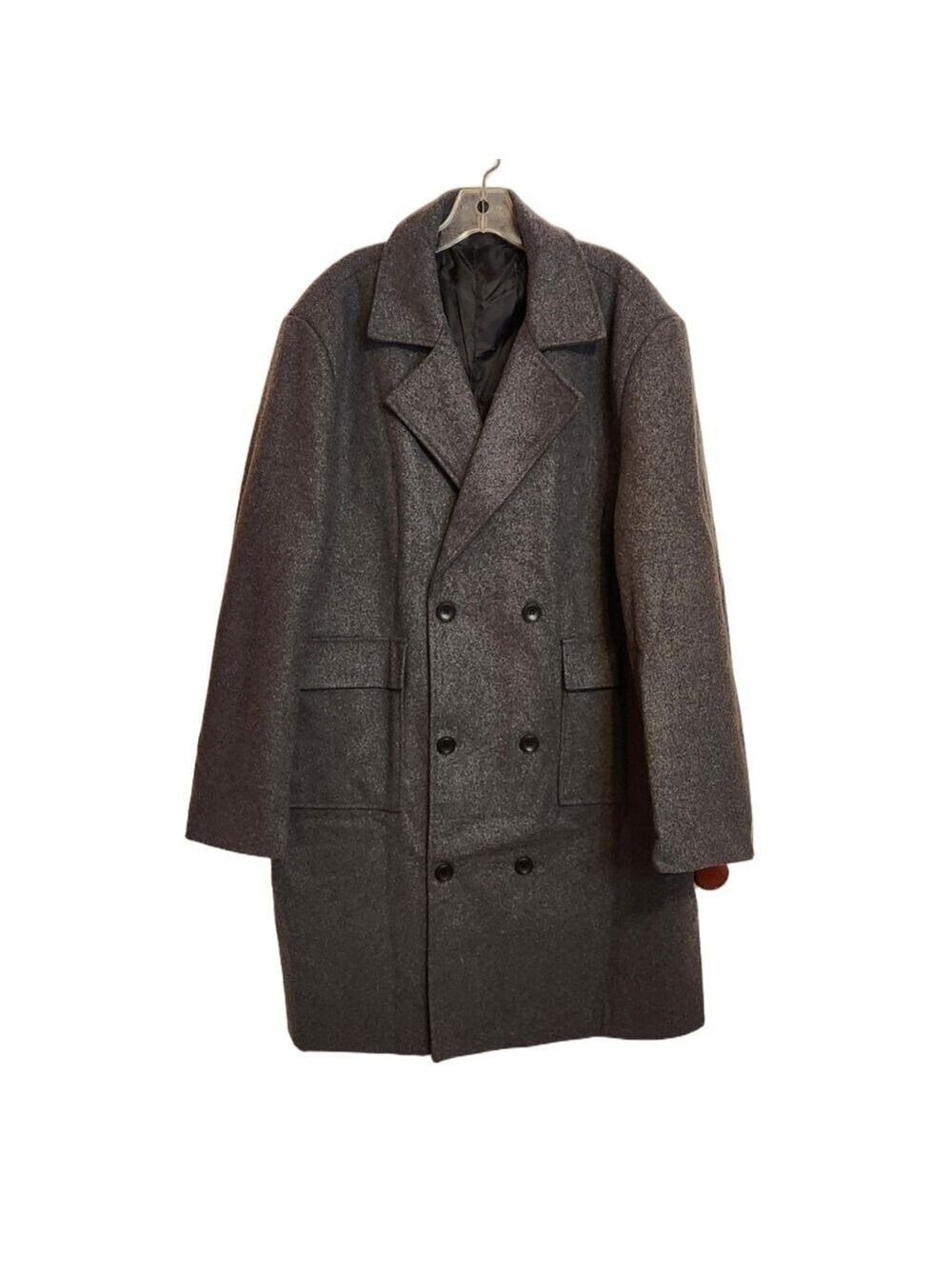 Amazon Wool Blend Double Breasted Pea Coat Grey 2XL